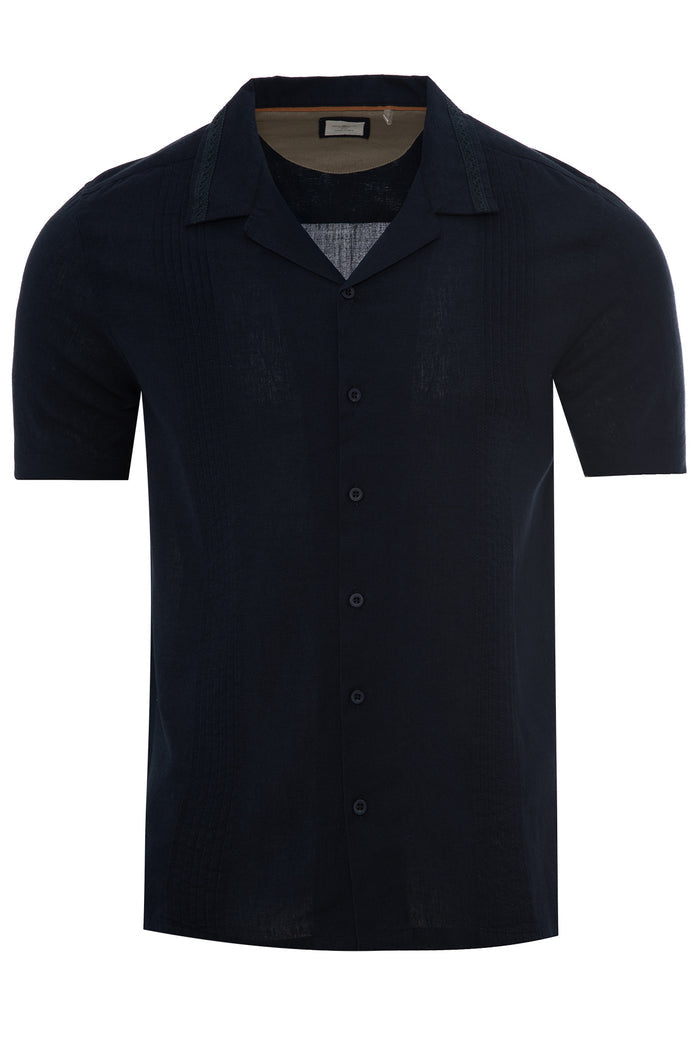 Cotton Linen Revere Collar Shirt