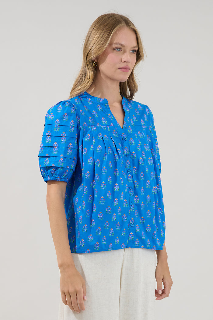 Court Button Down Top Raidy Floral