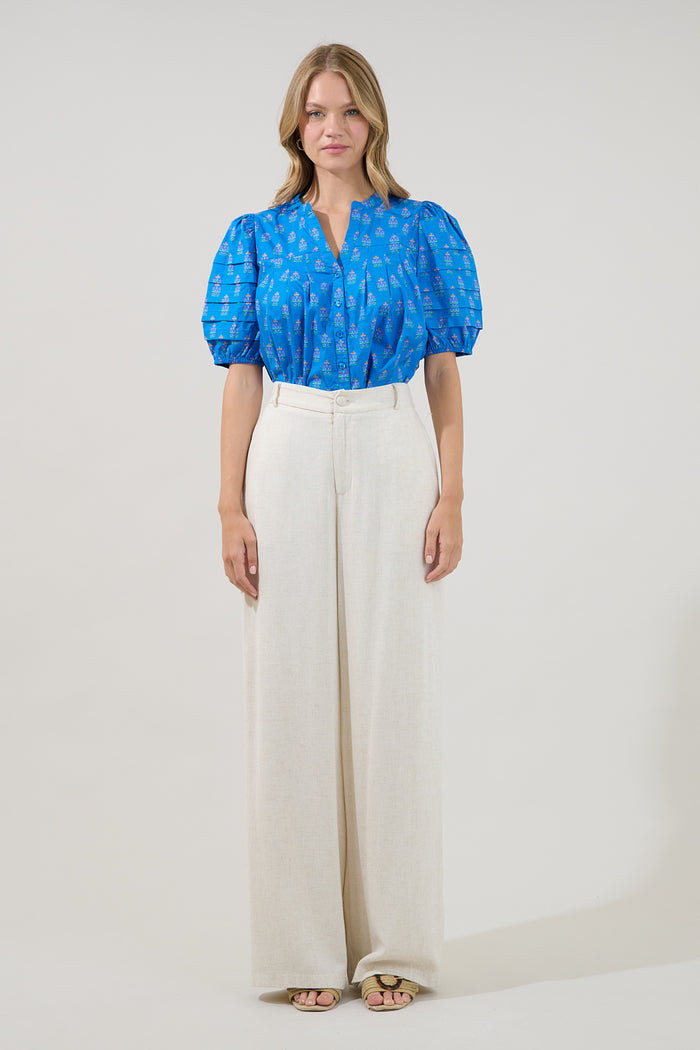 Court Button Down Top Raidy Floral
