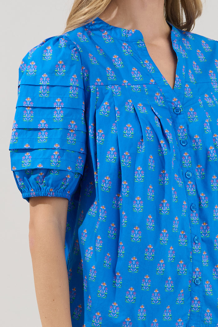 Court Button Down Top Raidy Floral