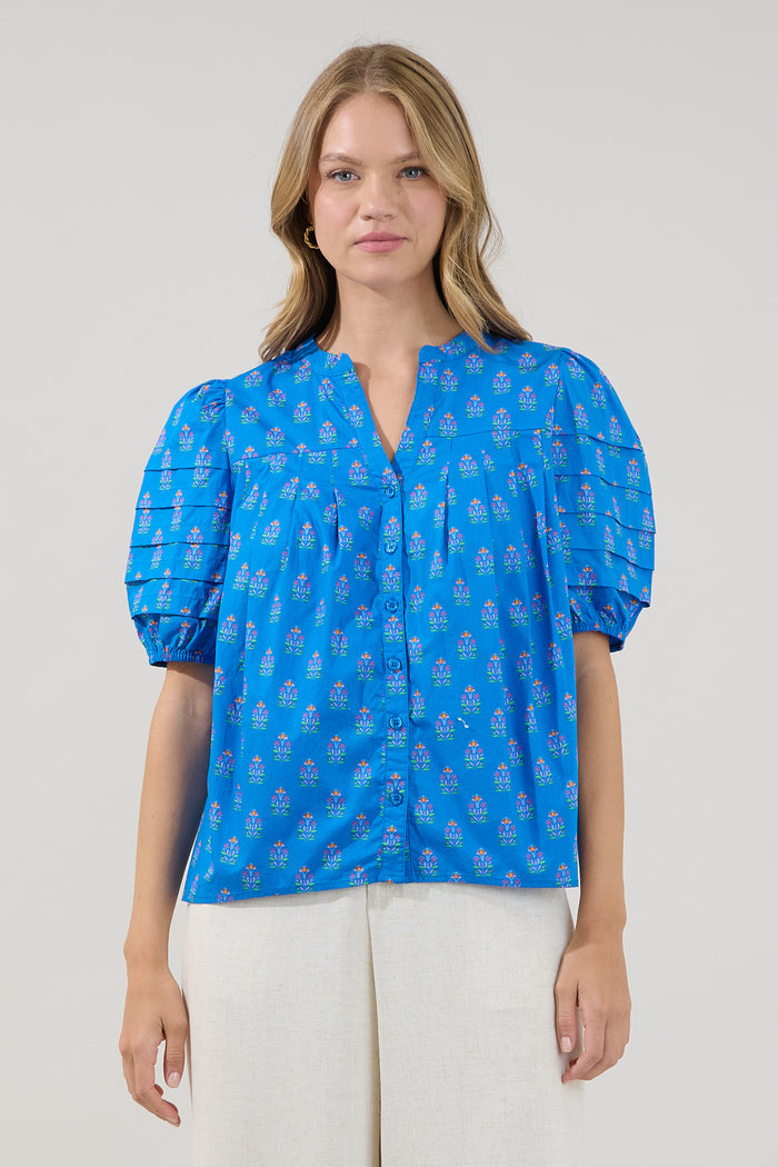 Court Button Down Top Raidy Floral