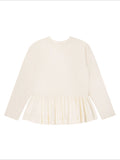 Cream Peplum-Hem Long-Sleeved Organic Cotton T-Shirt