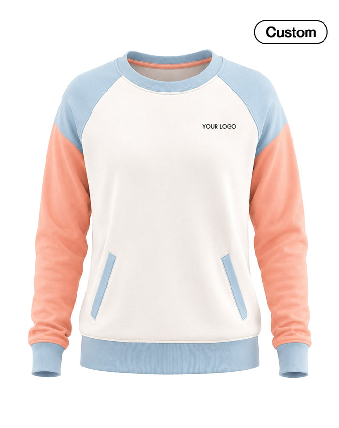 Custom Women Sweatshirt - Contrast Sleeve Pocket - Personalized