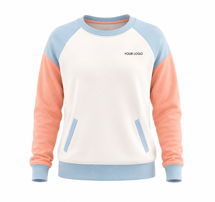 Custom Women Sweatshirt - Contrast Sleeve Pocket - Personalized