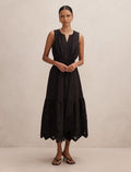 Dahlia Petite Embroidered Midi Dress Black Forever New