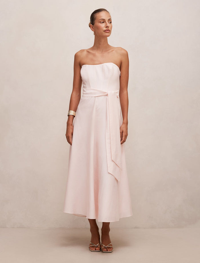 Daniella Strapless Midi Dress Pink Forever New