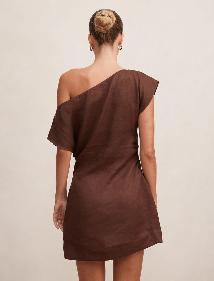 Danielle Asym Linen Mini Dress Forever New