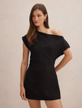 Danielle Asymmetrical Mini Dress Black Forever New