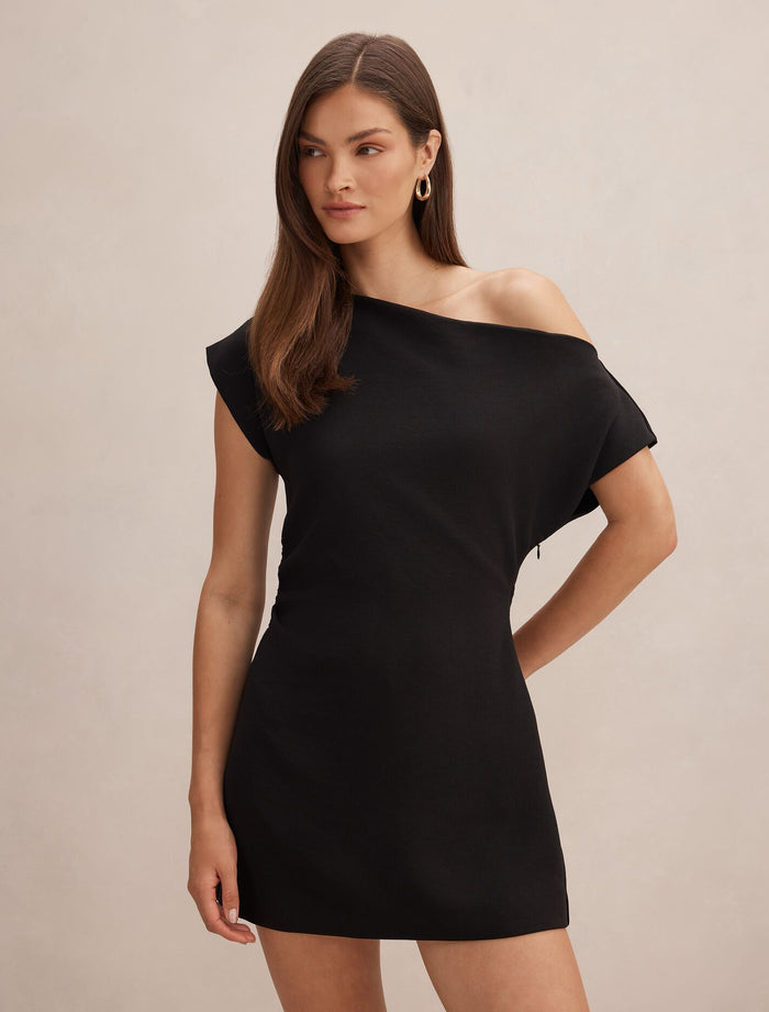 Danielle Asymmetrical Mini Dress Black Forever New