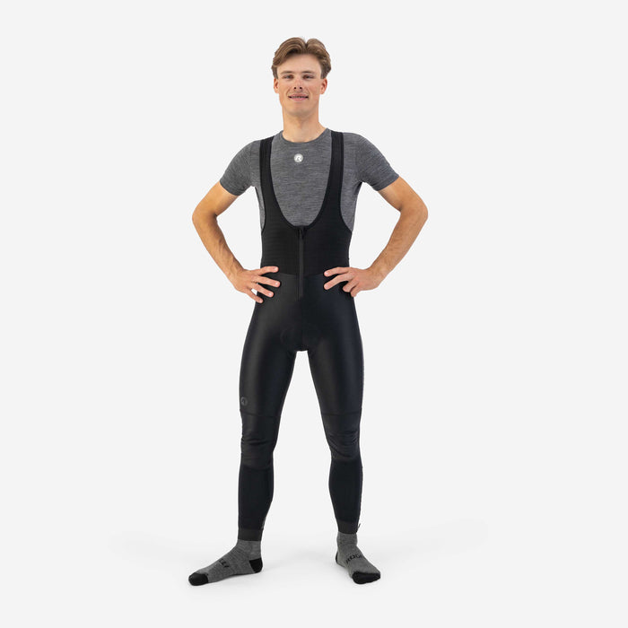 Rogelli Deep Winter lange fietsbroek heren zwart gedragen voorkant.