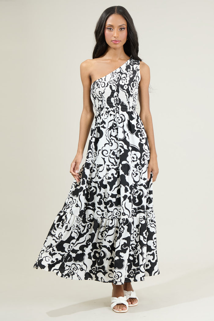 Del Mar Smocked One Shoulder Lys Maxi Dress