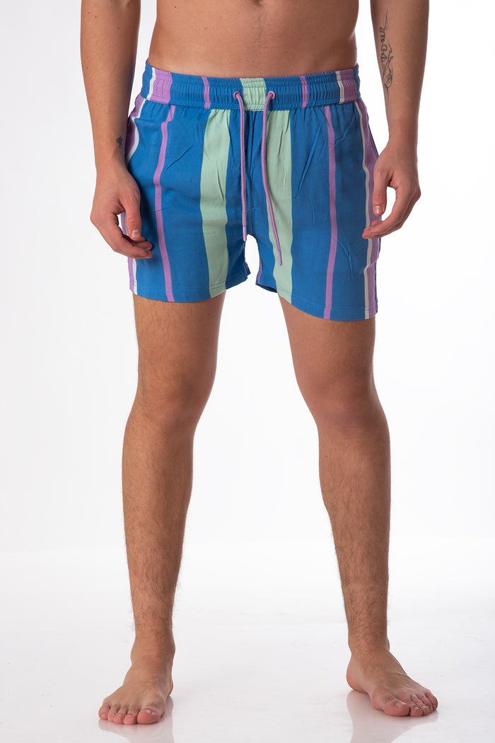 Discharge Print Stripe Swim Short