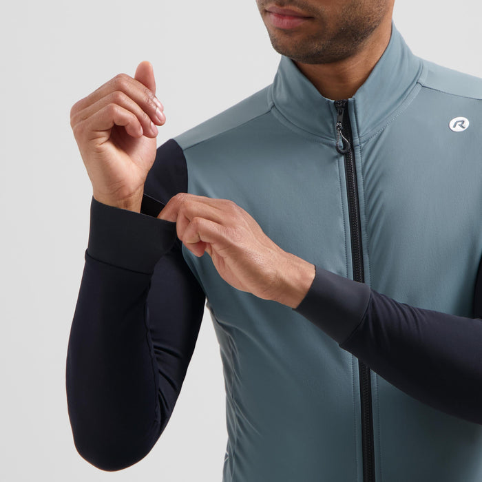 Detail van Rogelli Distance II fietsshirt heren blauw lange mouw.