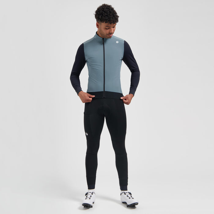 Rogelli Distance II fietsshirt heren blauw lange mouw gedragen totaalshot