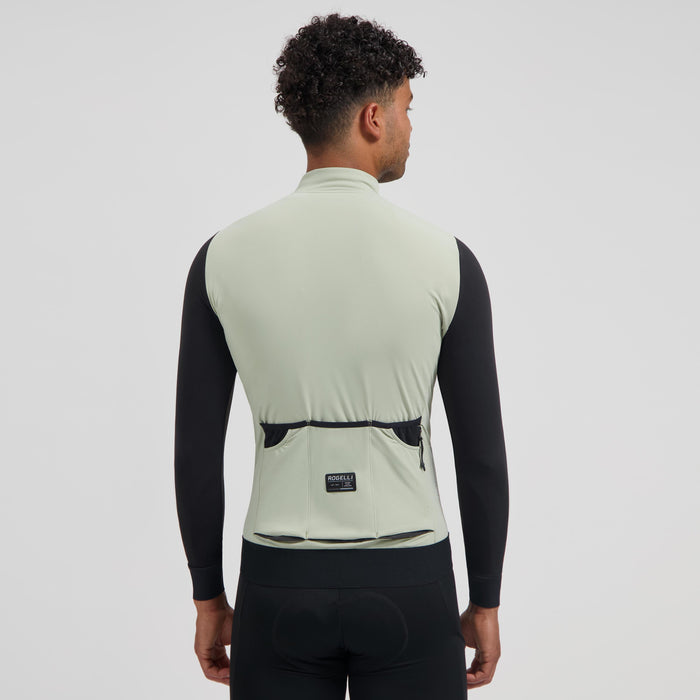 Rogelli Distance II fietsshirt heren taupe lange mouw gedragen achterkant.