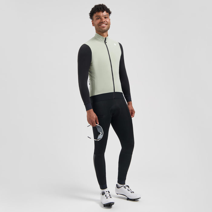Rogelli Distance II fietsshirt heren taupe lange mouw gedragen totaalshot