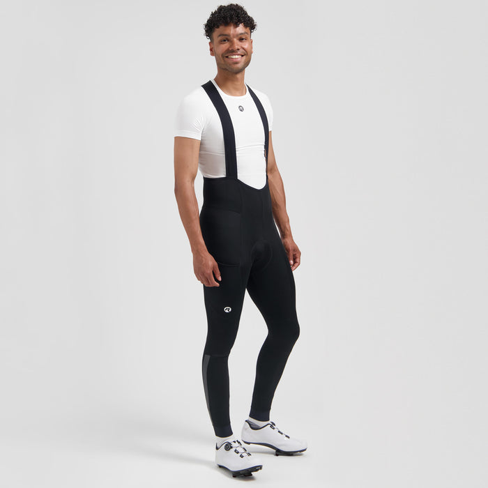 Rogelli Distance II lange fietsbroek heren zwart gedragen voorkant.