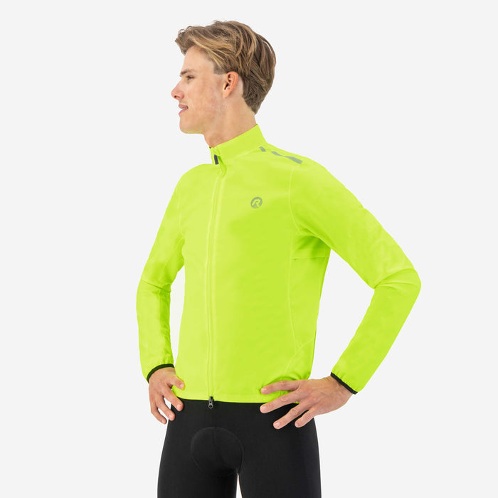 Rogelli Distance regenjack heren fluor gedragen voorkant.