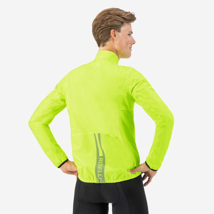 Rogelli Distance regenjack heren fluor gedragen achterkant.