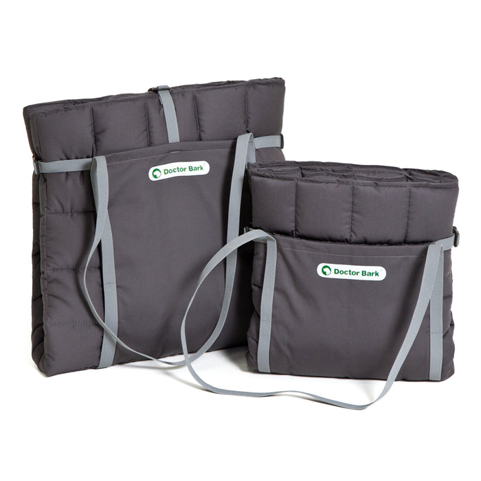 Doctor Bark quilted Travel-Bag dog blanket in grey