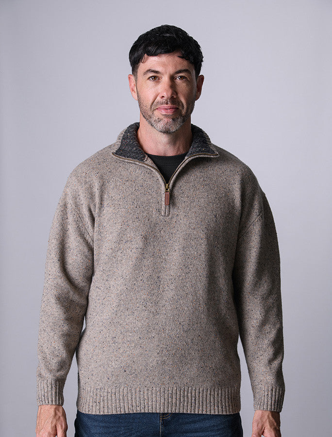 Donegal Blend Zip Neck Sweater - Sea Shore #color_sea-shore