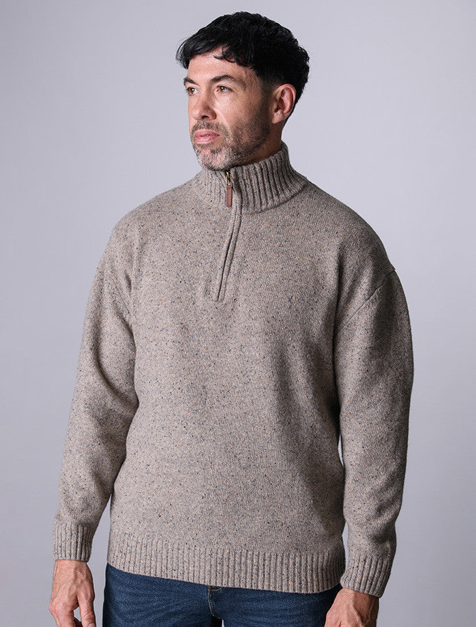 Donegal Blend Zip Neck Sweater - Sea Shore #color_sea-shore