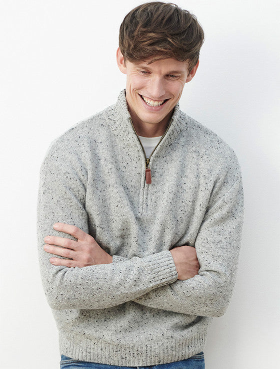Donegal Blend Zip Neck Sweater - flannel grey #color_flannel-grey