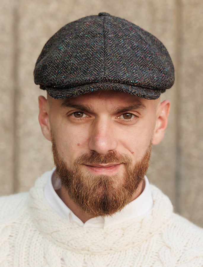 Donegal Tweed 8 Piece Panel Cap - Green Fleck #color_green-fleck