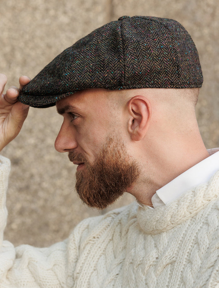 Donegal Tweed 8 Piece Panel Cap - Green Fleck #color_green-fleck