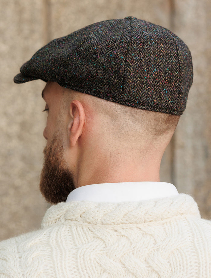 Donegal Tweed 8 Piece Panel Cap - Green Fleck #color_green-fleck