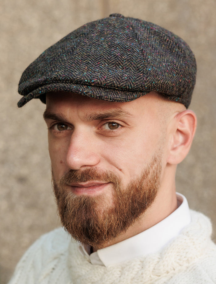 Donegal Tweed 8 Piece Panel Cap - Green Fleck #color_green-fleck
