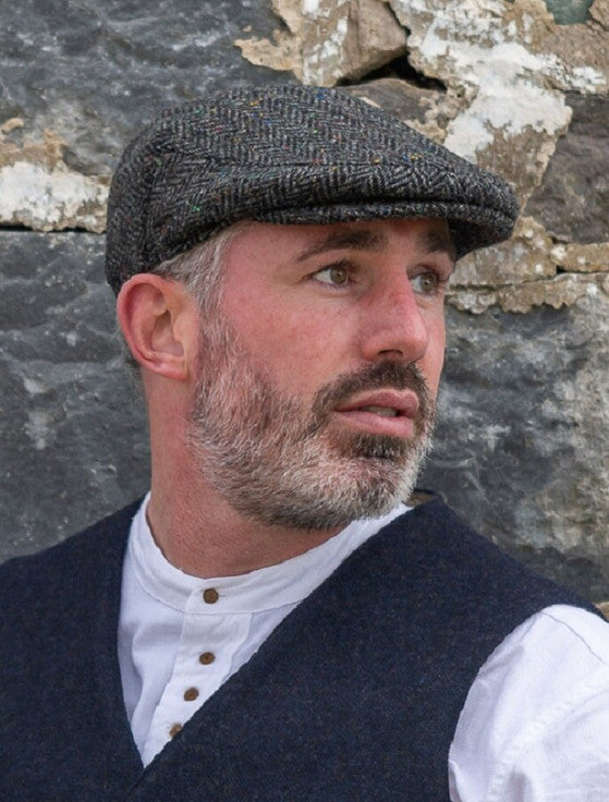 Donegal Tweed Flat Cap - Charcoal #color_charcoal