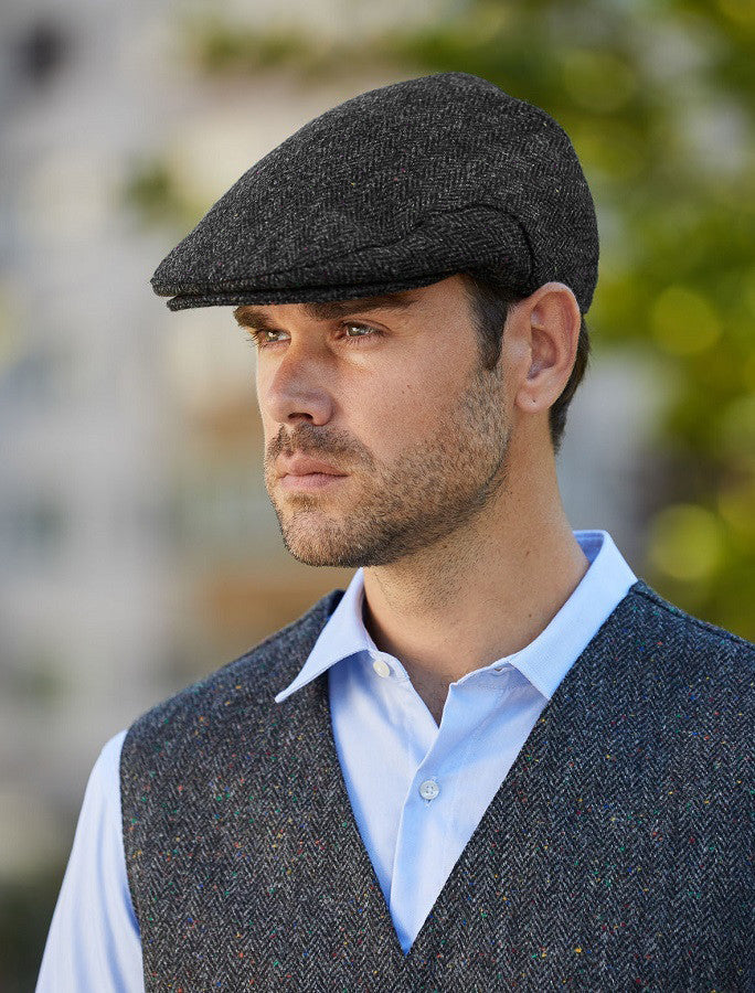 Donegal Tweed Flat Cap - Charcoal Fleck #color_charcoal-fleck