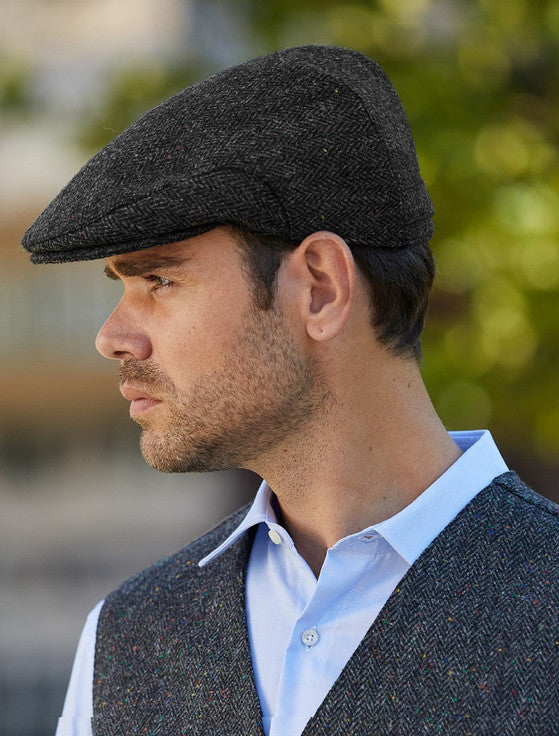 Donegal Tweed Flat Cap - Charcoal Fleck #color_charcoal-fleck