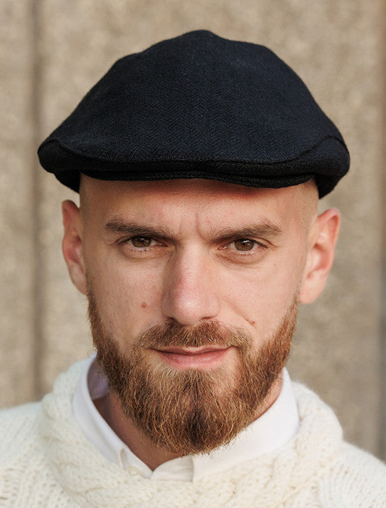 Donegal Tweed Flat Cap - Jet Black #color_jet-black