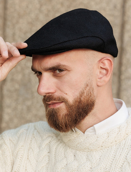 Donegal Tweed Flat Cap - Jet Black #color_jet-black