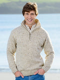 Donegal Tweed Half Zip Sweater - Oatmeal #color_oatmeal