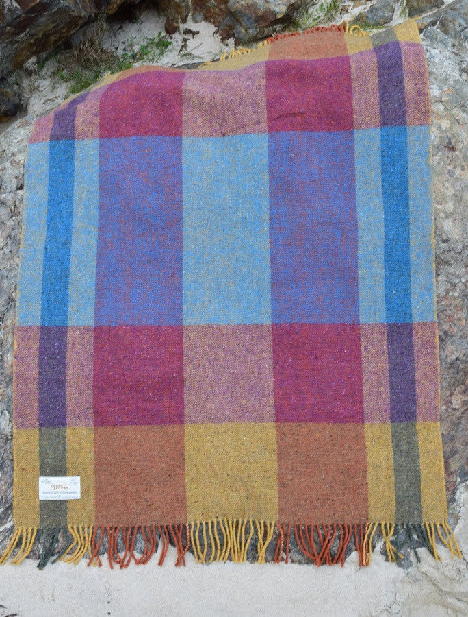 Donegal Tweed Mediterranean Fringed Throw - Teal #color_teal