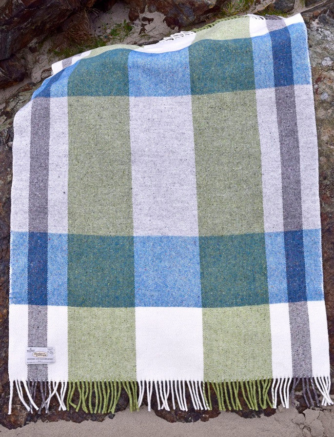 Donegal Tweed Mediterranean Fringed Throw - Sea #color_sea