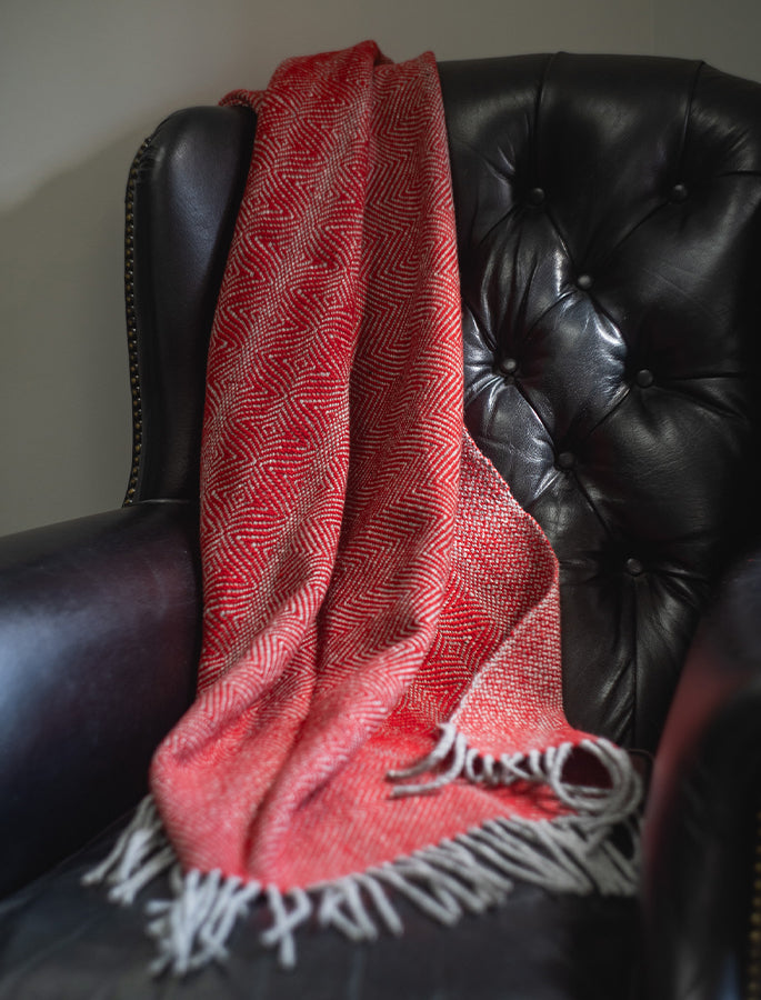 Donegal Tweed Large Undulating Twill Throw - Poppy #color_poppy