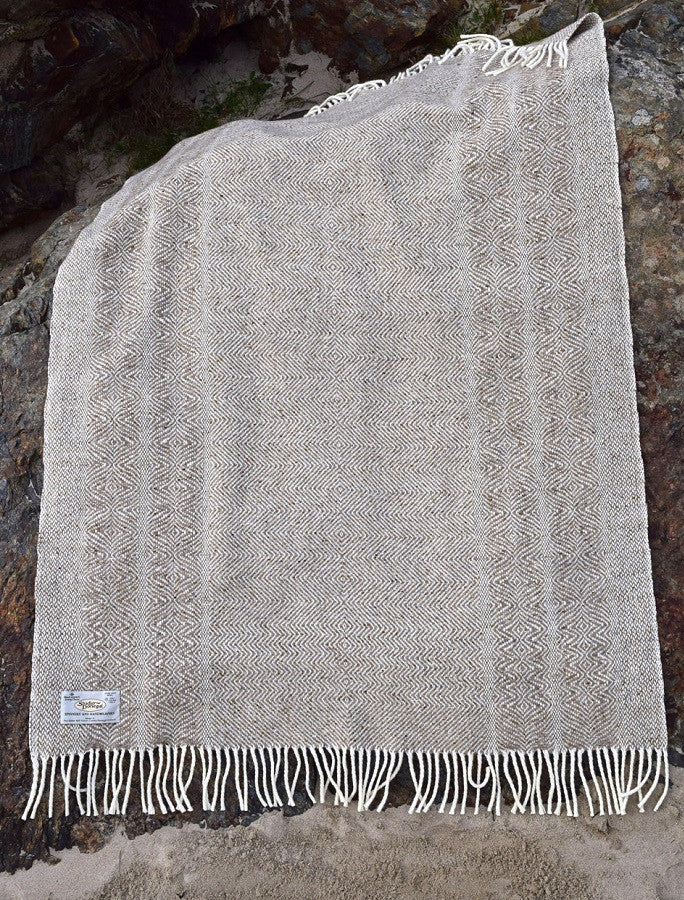 Donegal Tweed Large Undulating Twill Throw - Oatmeal #color_oatmeal