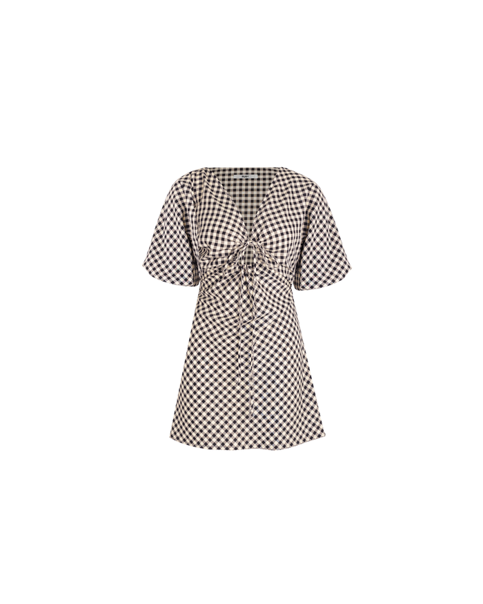 DONOVAN MINI DRESS BLACK BUTTER GINGHAM