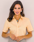 Easycare Short Sleeve Plain Polycotton Shirts - Apricot - The Classic Boutique