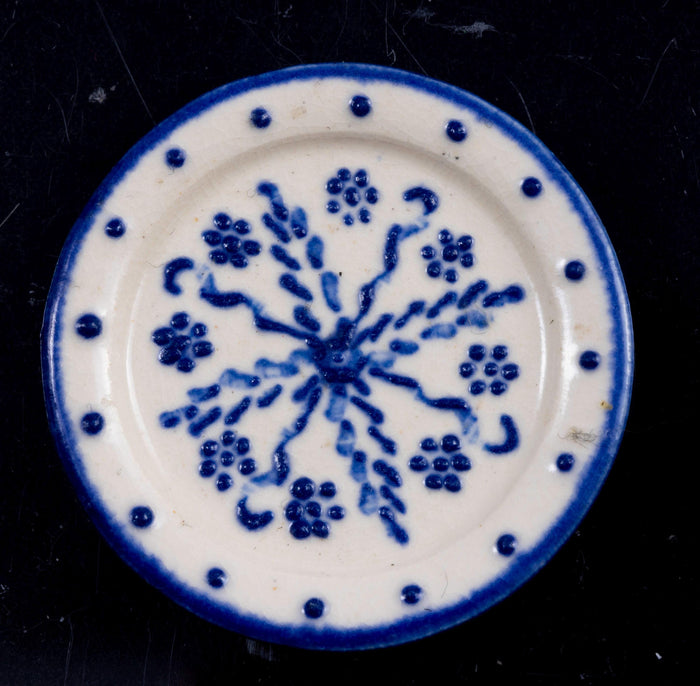 Eileen Vernon Large Pottery Plate with Blue Flower Design