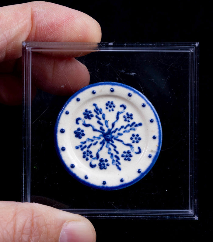 Eileen Vernon Large Pottery Plate with Blue Flower Design