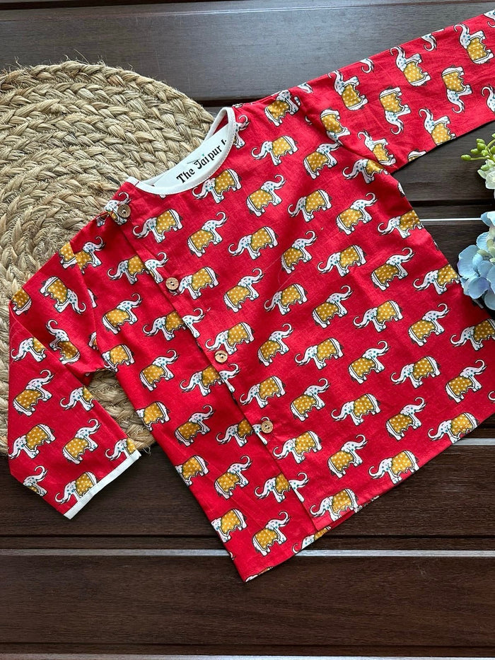 Elephant Parade Off Centre Kurta Set