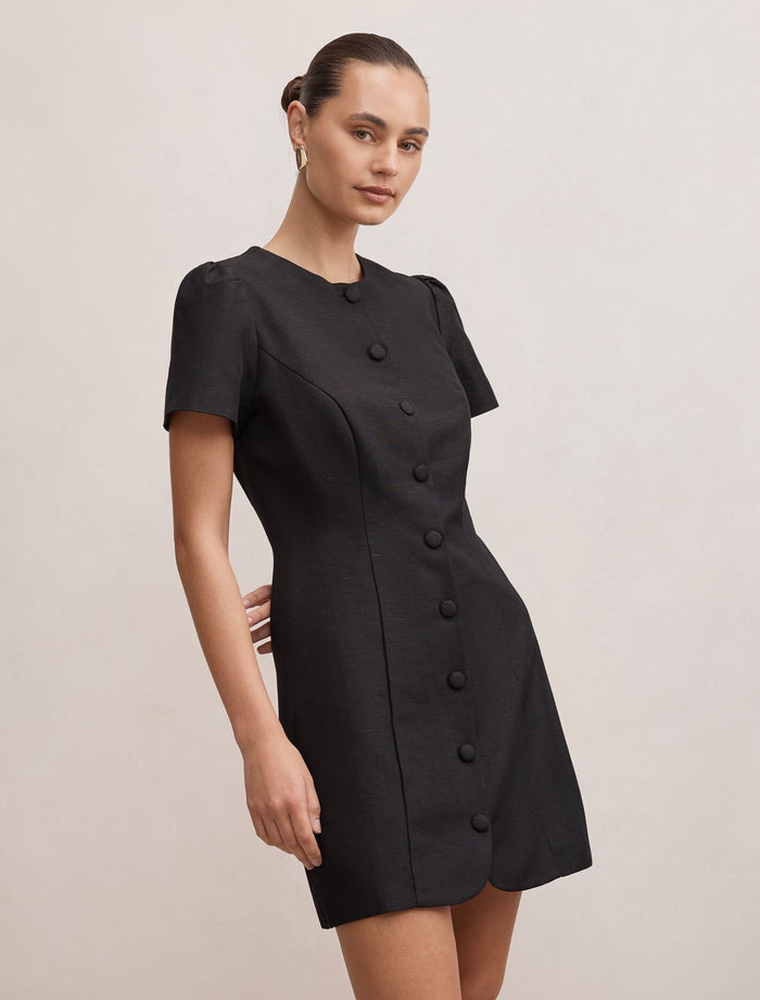 Elinda Button Up Linen Mini Dress Forever New