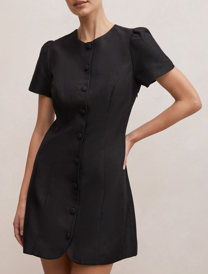 Elinda Button Up Linen Mini Dress Forever New