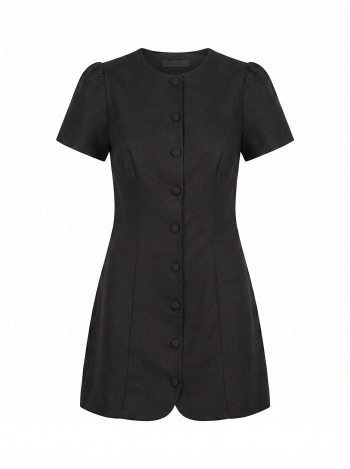 Elinda Button Up Linen Mini Dress Forever New