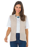 Ellen Edge To Edge Lambswool Ladies Waistcoat - Natural - Image 1 - The Classic Boutique
